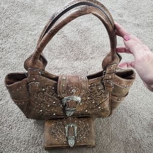 Stylish Western Shoulder Bag with matching Wallet